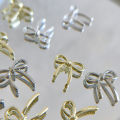 10pcs Bow Deco Nail Art Charm 3D Silver/Gold Bowknot Ribbon Nail Decor Parts DIY Luxury Manicure Accessories.