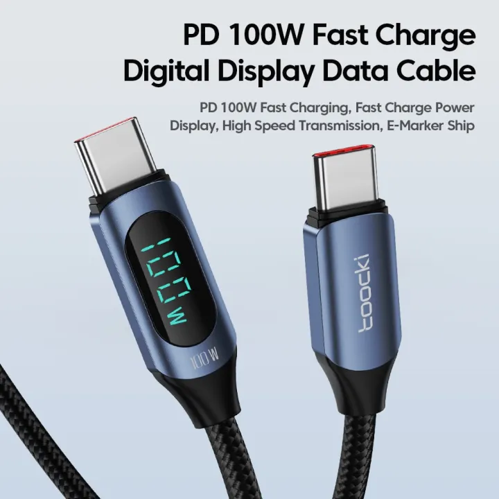 Toocki%20Type%20C%20to%20Type%20C%20Cable%20100W%20PD%20Fast%20Charging%20Charger%20USB%20C%20to%20USB%20C%20Display%20Cable%20For%20Xiaomi%20POCO%20f3%20Realme%20Macbook%20iPad%20-%20Image%203
