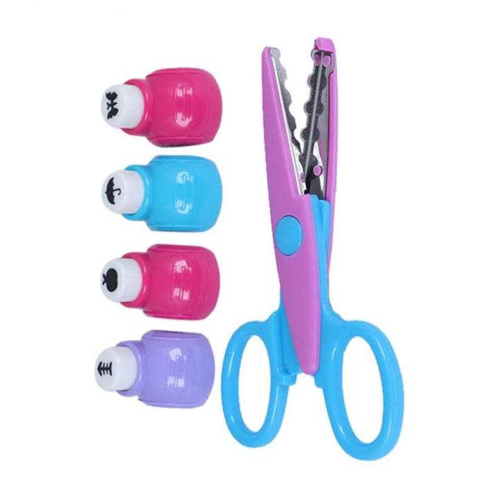 Mini Hole Punch Cutter with Craft Pattern Scissor - Multi Color