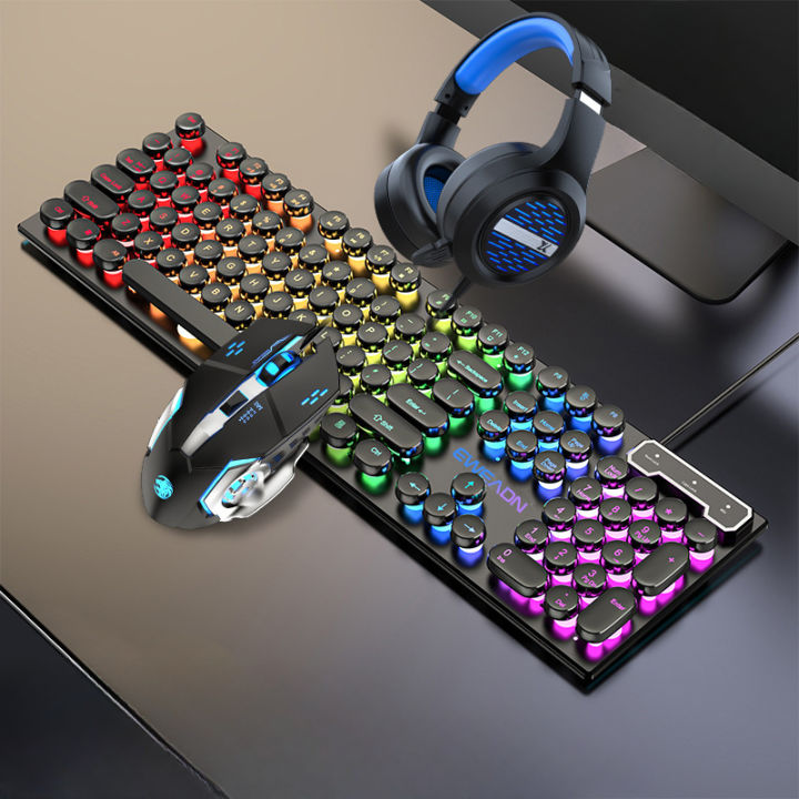 Eweadn GX30 Wired Keyboard E-sports Gaming Mouse Mechanical Feel Wired Keyboard Mouse Headphone Set PC Gamer Accessories Gift