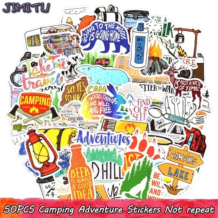 【3C VictoryEagle】50 PCS Camping Travel Sticker Outdoor Adventure Nature ...