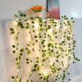 Enchanting LED Flower String Lights with Lush Green Leaves: 15 Feet of Indoor/Outdoor Fairy Lights/367. 