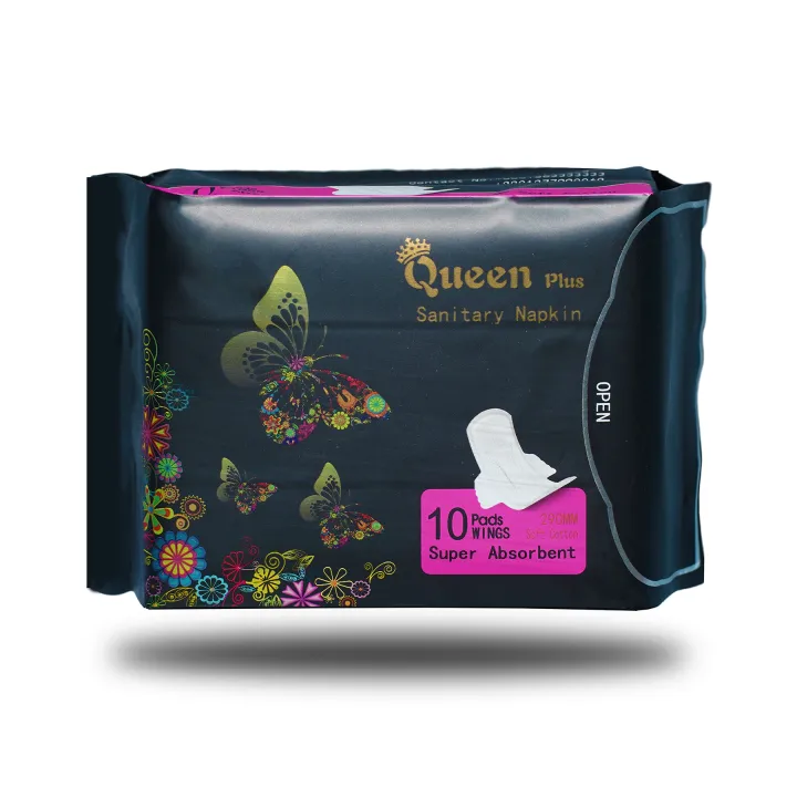 Queen%20Plus%20Sanitary%20Napkin%20-%20Wings%20system%20-%20Ultra%20Thin%20-%20100%25%20Cotton%20-%20Combo%20of%2010%20Pack%20-%20100%20Pads%20-%20Image%203