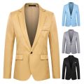 Men Blazer One Buckle Turndown Collar Long Sleeves Solid Color Plus Size Slim Fit Suit Jacket for Office. 