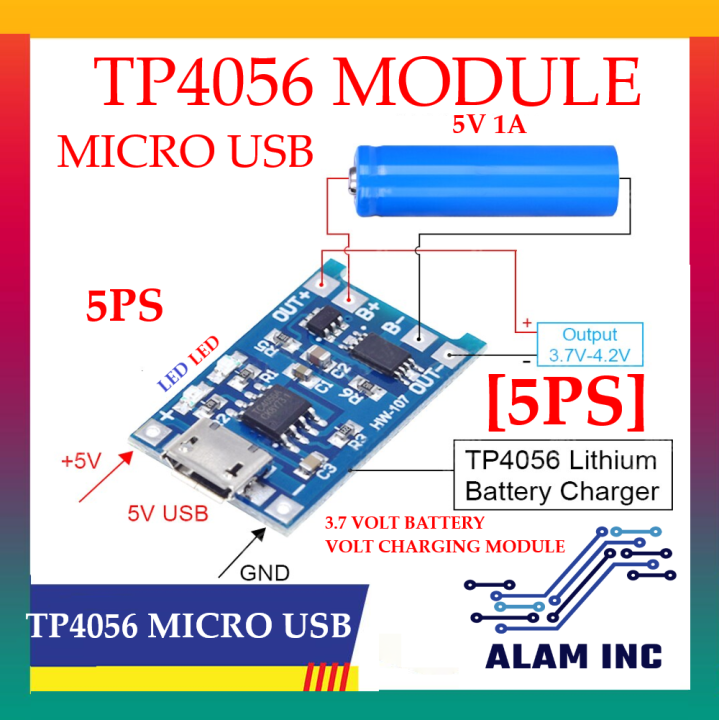 TP4056 Micro USB 5V 1A 18650 Lithium Battery Charger Module With Protection Dual Functions TP 4056 Charging Module [5PS]