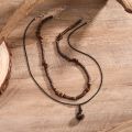 Stone and Wood Bead Chain with Ball Pendant Necklace for Men Trendy Accessories on the Neck Male 2023 Fashion Jewelry Decoration.
