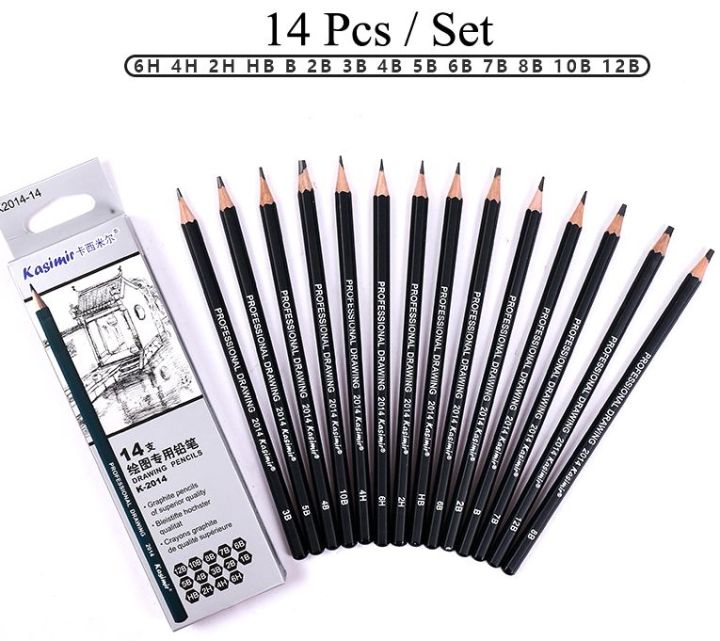 Kashimir%20Drawing%20Pencils%2014pcs/set%2012B,%2010B,%208B,%207B,%206B,%205B,%204B,%203B,%202B,%20B,%20HB,%202H,%204H,%206H%20Graphite%20Sketching%20Pencils%20Professional%20Sketch%20Pencils%20Set%20for%20Drawing%20-%20Image%202