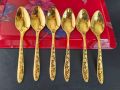 Exclusive 3D 12 Pcs Golden Plated Stainless Steel tea &  Fork Spoon set.. 