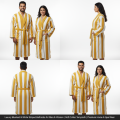 Luxury Striped Bathrobe  100% Cotton Velvet Outside & Terry Inside  Soft, Absorbent & Premium Home & SPA Wear. 