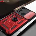 【FUPANG】Pluscase for Tecno 8c/spark go 2022 phone casing slide lens armor case shockproof stand holder protect cover.