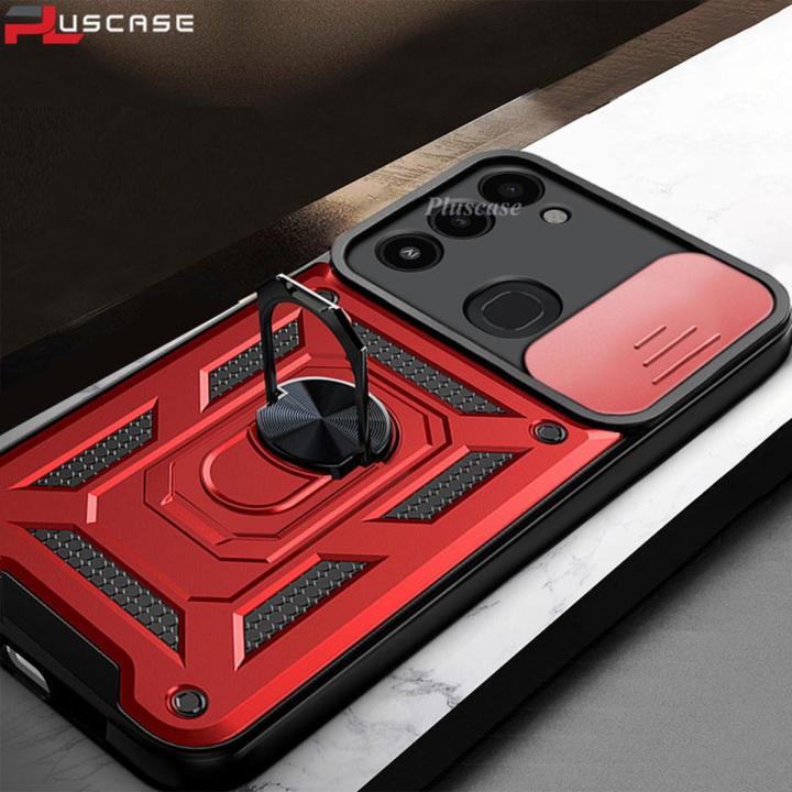 【FUPANG】Pluscase for Tecno 8c/spark go 2022 phone casing slide lens armor case shockproof stand holder protect cover