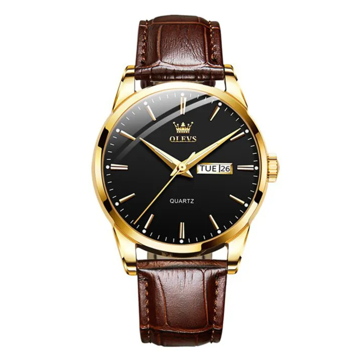 Olevs%206898%20Brown%20PU%20Leather%20Analoge%20Wrist%20Watch%20For%20Men%20-%20Image%202