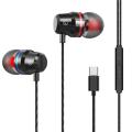 Metal Type C Earphone Wired In-ear Headphone With Mic Wire Control Bass Headset Earbuds For Oneplus Galaxy. 
