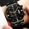 GENEVA Brand Men Quartz Watch Men's Waterproof Steel Band Calendar Business Wacthes for Men Gift Relo. 