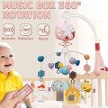 Baby Musical Crib Mobile, Alldo 360°Rotating Baby Mobile Crib with Music and Lights, Multifunctional Hanging Born Cot Toy Baby Bed Bell Toy with Remote Control and Projection for Soothing Sleep. 