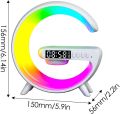 Smart Light Sound Machine with Wireless Charger, Music Rhythm Atmosphere Light, Bluetooth Speaker, Clock Alarm, Button and APP Control (White).
