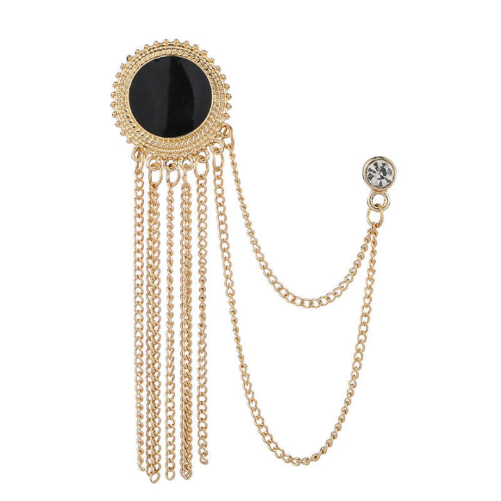 New%20Fashion%20Metal%20Rhinestone%20Crystal%20Brooch%20Men's%20Suit%20Shirt%20Collar%20Pin%20Black%20Tassel%20Corsage%20Brooches%20Jewelry%20Accessories%20-%20Image%203