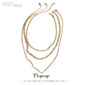 Yhpup Stainless Steel Chain Layered Necklace Separated Set for Women Statement Golden Metalic Waterproof Collar Necklace Jewelry.