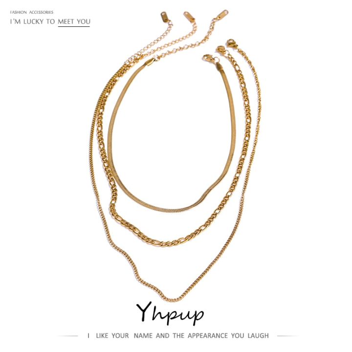 Yhpup%20Stainless%20Steel%20Chain%20Layered%20Necklace%20Separated%20Set%20for%20Women%20Statement%20Golden%20Metalic%20Waterproof%20Collar%20Necklace%20Jewelry%20-%20Image%202