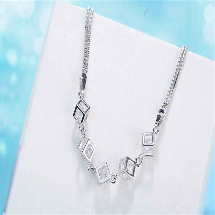 Silver%20Bracelets%20for%20Women%20Clear%20Cube%20Crystal%20Chain%20Bracelet%20-%20Image%204