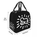 Haring Abstract Art Lunch Bag Keith Geometric Graffiti Portable Insulated Thermal Cooler Lunch Box for Women School Food Bags.
