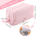Large Capacity Pencil Case Pencil Pouch Pen Bag For School Stationery And Travel Pink. 
