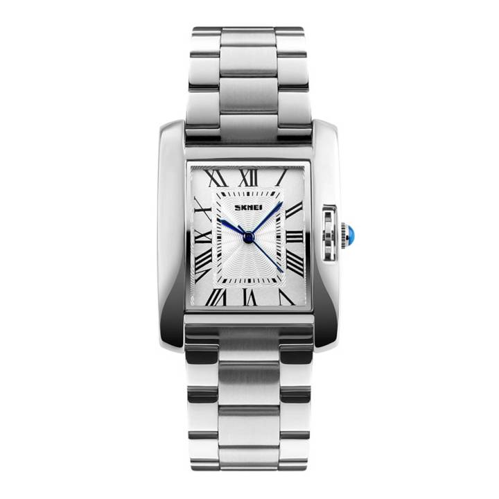 SKMEI 1284 Silver Stainless Steel Analog Watch For Men - White & Silver