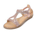 2021 new cross-border sandals bohemian style women's shoes summer cut-out flat rhinestone sandals Womanshoes. 