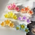 Fashion Gradient Color Egg Flower Hair Clip Simple Style Hair Accessories Shark Clip Transparent Headwear Flower Shape Claw Clip. 