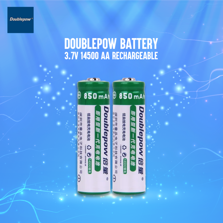 Doublepow 14500 3.7V 850mAh AA Size Rechargeable Battery - 2 Pieces ...