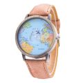 Mini World Fashion Quartz Watch Men Unisex Map Airplane Travel Around The World Women Leather Dress Wrist Watch Clock. 