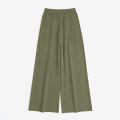 ZANZEA Women Cotton Linen Wide Leg Long Pants Solid Elastic Waist Loose Casual Trousers.