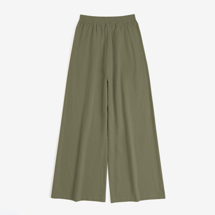 ZANZEA%20Women%20Cotton%20Linen%20Wide%20Leg%20Long%20Pants%20Solid%20Elastic%20Waist%20Loose%20Casual%20Trousers%20-%20Image%207