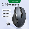 UGREEN Wireless Mouse, 5 Adjustable DPI 6 Buttons Mouse with USB Receiver, 2.4G Ergonomic Silent Wireless Mice for Laptop Windows Mac PC.