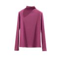 Double-Sided Dralon Bottoming Shirt Women's Half Turtleneck Autumn and Winter Shiny Long Sleeve T T-shirt Solid Color Slim Fit Warm Inner Wear Blouse. 