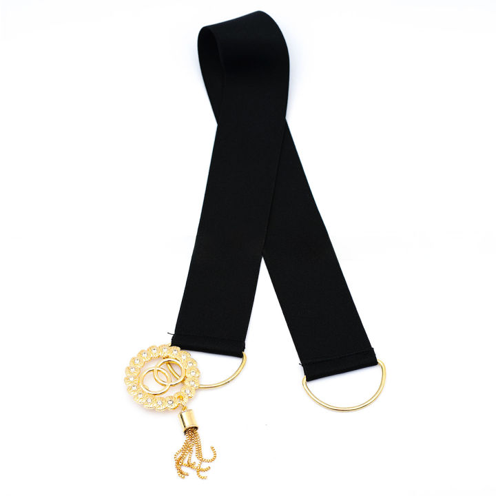 Black and Gold Buckle Ladies Belt - Stylish Black Strap with Golden Buckle, Perfect for Jeans and Dresses