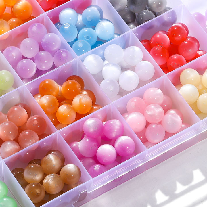 【New and Improved】 St.kunkka 10/20pcs 8-12mm Resin Quicksand Beads Cat's Eye Beads Round Loose Beads For DIY Bracelet Necklace Jewelry Making
