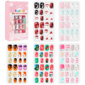 120Pcs Candy Child Nail Tips Kids False Nail Girls Cartoon Press on Nails Colorful Festival Full Cover Nails Cute Manicure Tools. 