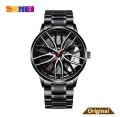 Inspired by skemi Waterproof Stainless Steel Quartz Car Wheel Rim Hub Design Men's Wrist Watch. 