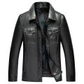 Spring New Men Lapel Leather Jacket Single Breasted Business Casual Coat Autumn Winter Male Fashion Motorcycle Pocket Outerwear. 