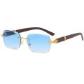 Luxury Rimless Square Sunglasses Man Brand Designer Frameless Gradient Sun Glasses Woman Fashion Vintage Wooden Oculos De Sol. 