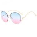 【linfang store】(NEW)2024 Rimless Polygonal Metal Arc Sunglasses Ins Holiday Summer Accessories.