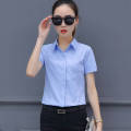 Women's Short-Sleeved Cotton Shirt2023New Korean Style Slim Fit All-Matching Work Clothes Summer Professional Top Shirt.