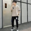 New Suit Fashion Short SleeveTT-shirt Loose Summer Wear Korean Men's Casual Student Sports Suit Handsome Match.