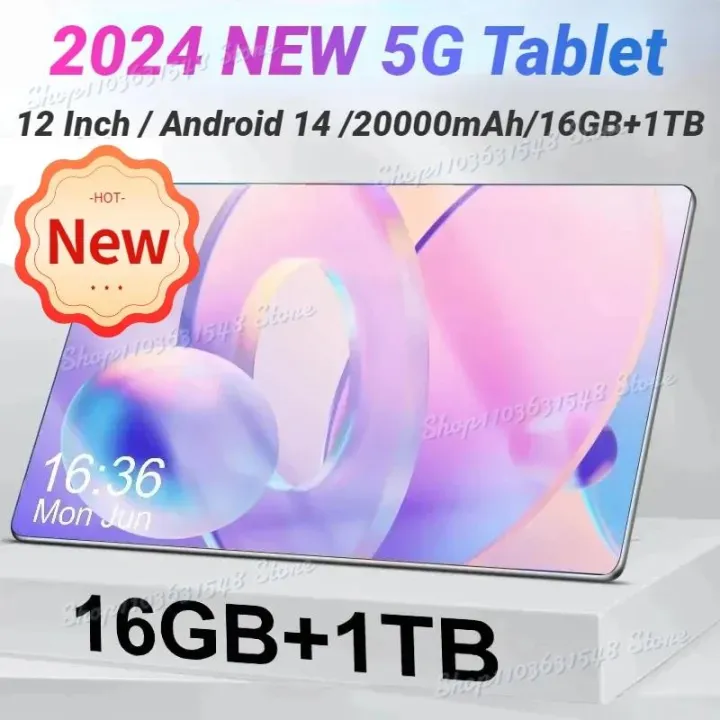 Newest Tablet P70 5G 12 Inch Global Version Android 16GB+1TB Android 14.0 20000mAh Dual SIM 10 Core Bluetooth Tablet PC Network