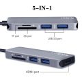 （NEW）ARMICO Thunderbolt 3 hub usbc Dock USB Type C to HDMI USB3.0 cable TF SD Card 5IN1 Adapter Splitter for Macbook Pro 2017. 