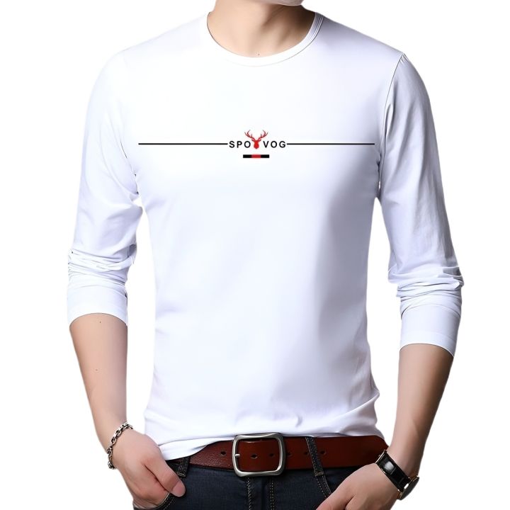 WHITE COLOR COTTON LONG SLEEVE MENS T-SHIRTS .