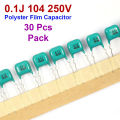30pcs/lot 104 Polyester film Capacitor 0.1UF 250V film capacitor 0.1J 250. 