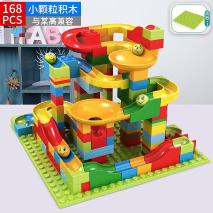 Marble Race Run Big Block Compatible City Building Blocks Funnel Slide Blocks DIY Big Bricks Toys-168 PCS