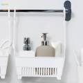 Hanging Basket Bin Multifunctional Wall Mounted Space Saving Double Hook Storage Organizer Rack for Wash kitchen Toiletries Bathroom.